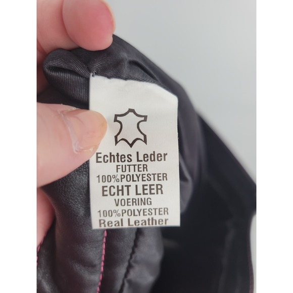 Hudson 12 Lamb Leather Pink Stitching Straight Leg Pants Baggy High Rise - Picture 15 of 16